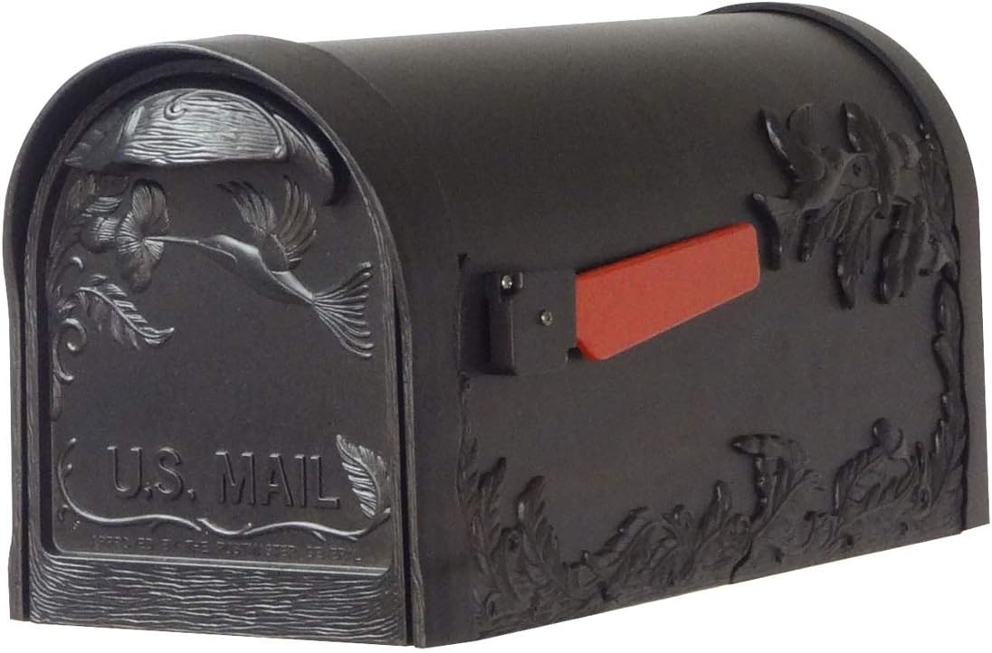 Special Lite Hummingbird Curbside Mailbox with Sorrento Front Single Mailbox Mounting Bracket - TC-SOR-FS-1005-BLK