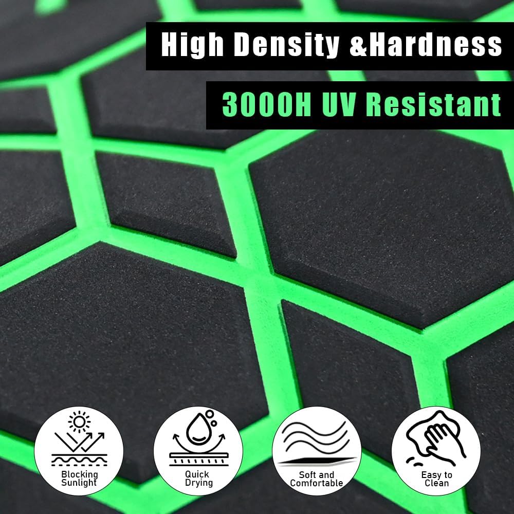 98.4'X43.31' Diamonds and Hexagons EVA Self-Adhesive Boat Flooring and Decorative Fish for Yacht Pool Boat Flooring Sheet Thick Non-Skid mat (Black and Green, 98.4'X43.31')