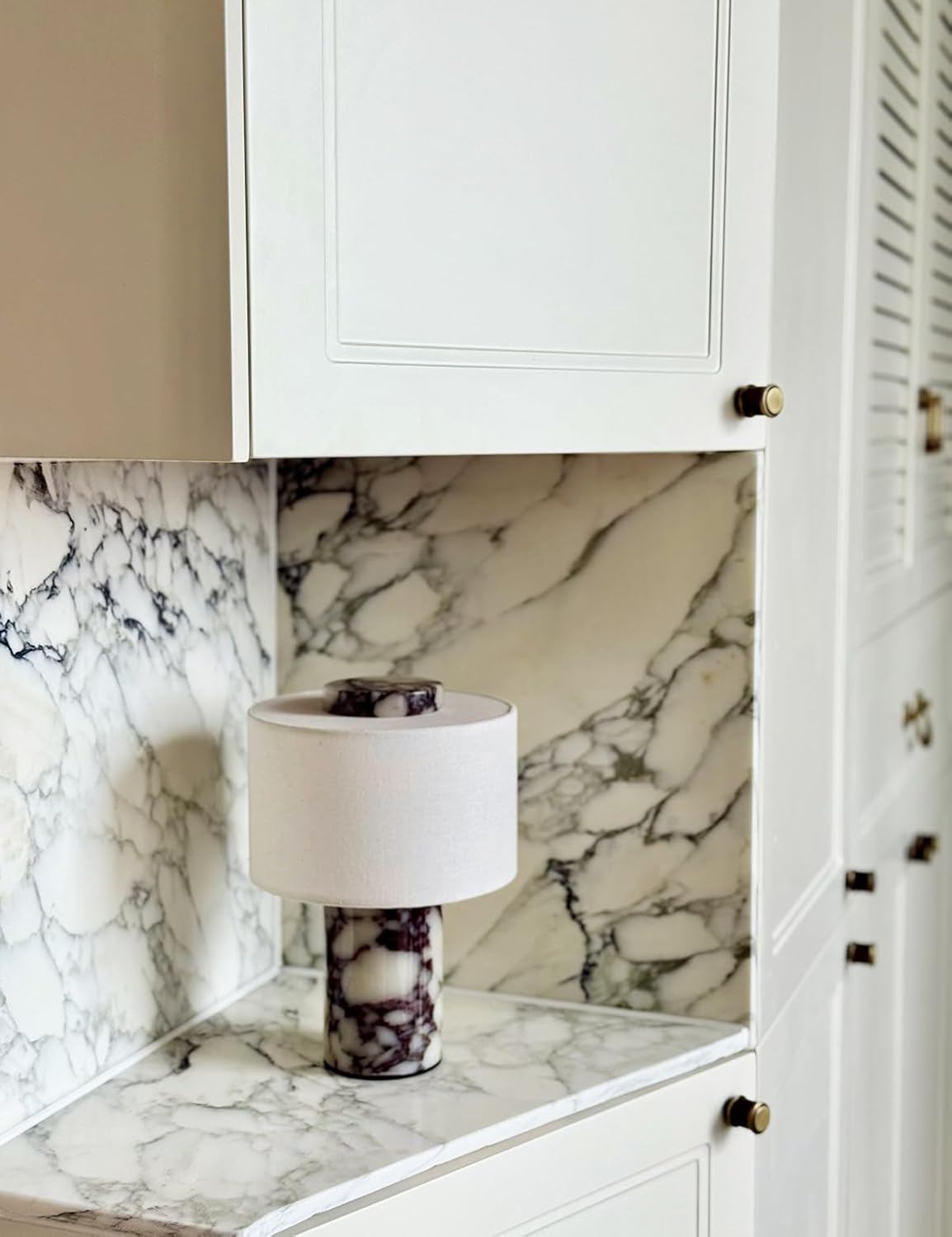 BSOD Marble Lamp, Stone Table Lamps Rechargeable Modern Decorative Touch Dimmable Cordless Luxury Design Bedside Lamp for Home Decor, Bedroom, Living Room & Office (Rechargeable Calacatta Viola Lamp)