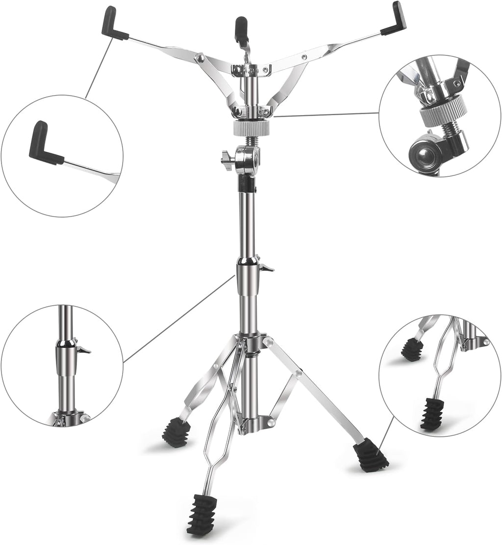 Straight Cymbal Stand + Boom Cymbal Stand + Hi Hat Stand + Snare Drum Stand + Drum Sticks Holder,Adjustable Drum Hardware Percussion Mount Holder Gear Set for Crash, Ride, Splash Cymbal (5 Pack Set)