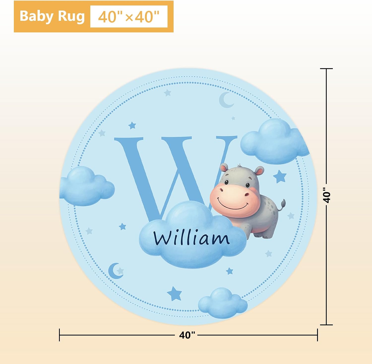 Terwex Custom Crib Bedding Set, 5 Pcs Personalized Name Baby Crib Sets for Newborns Infants Toddlers, Blue Hippo Nursery Bedding Set for Boys Girls, Double Layer Baby Bedding Sets Customized Gifts