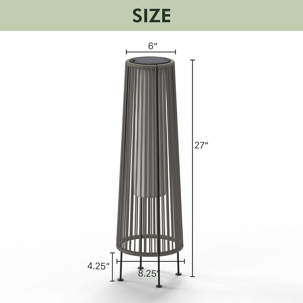 Grand patio Outdoor Floor Solar Light 2-Pack, Wicker Solar Patio Lamp Waterproof Outside Deck Lamp for Porch, Yard, Garden, Lawn Decorations - Gray, Gordes 2 PCS