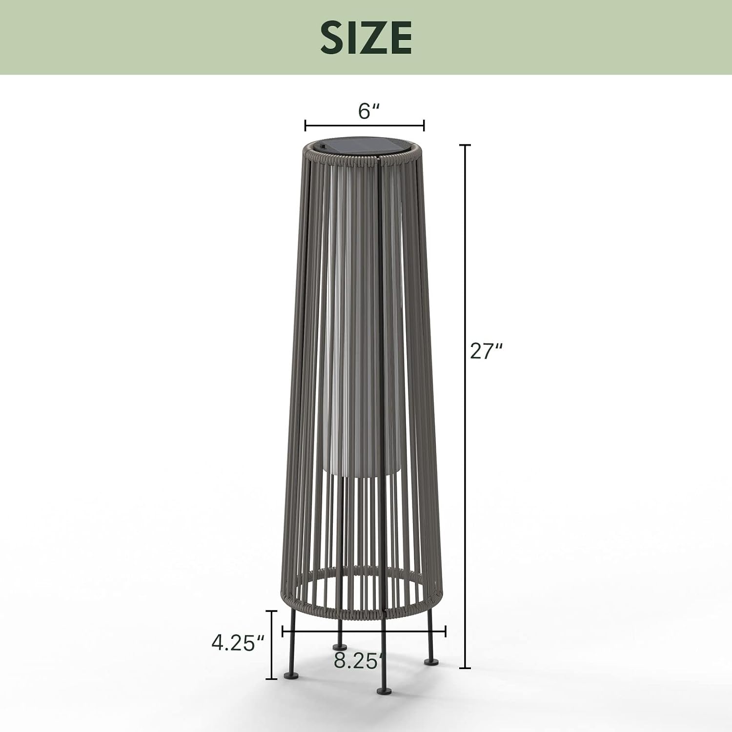 Grand patio Outdoor Floor Solar Light 2-Pack, Wicker Solar Patio Lamp Waterproof Outside Deck Lamp for Porch, Yard, Garden, Lawn Decorations - Gray, Gordes 2 PCS
