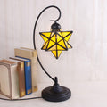 Glass Table Lamp Creative Star Table Light Modern Indoor Desk Light with Plug Bedroom Living Room Hotel Office Table Lamp Bedside Lights Black Metal Base