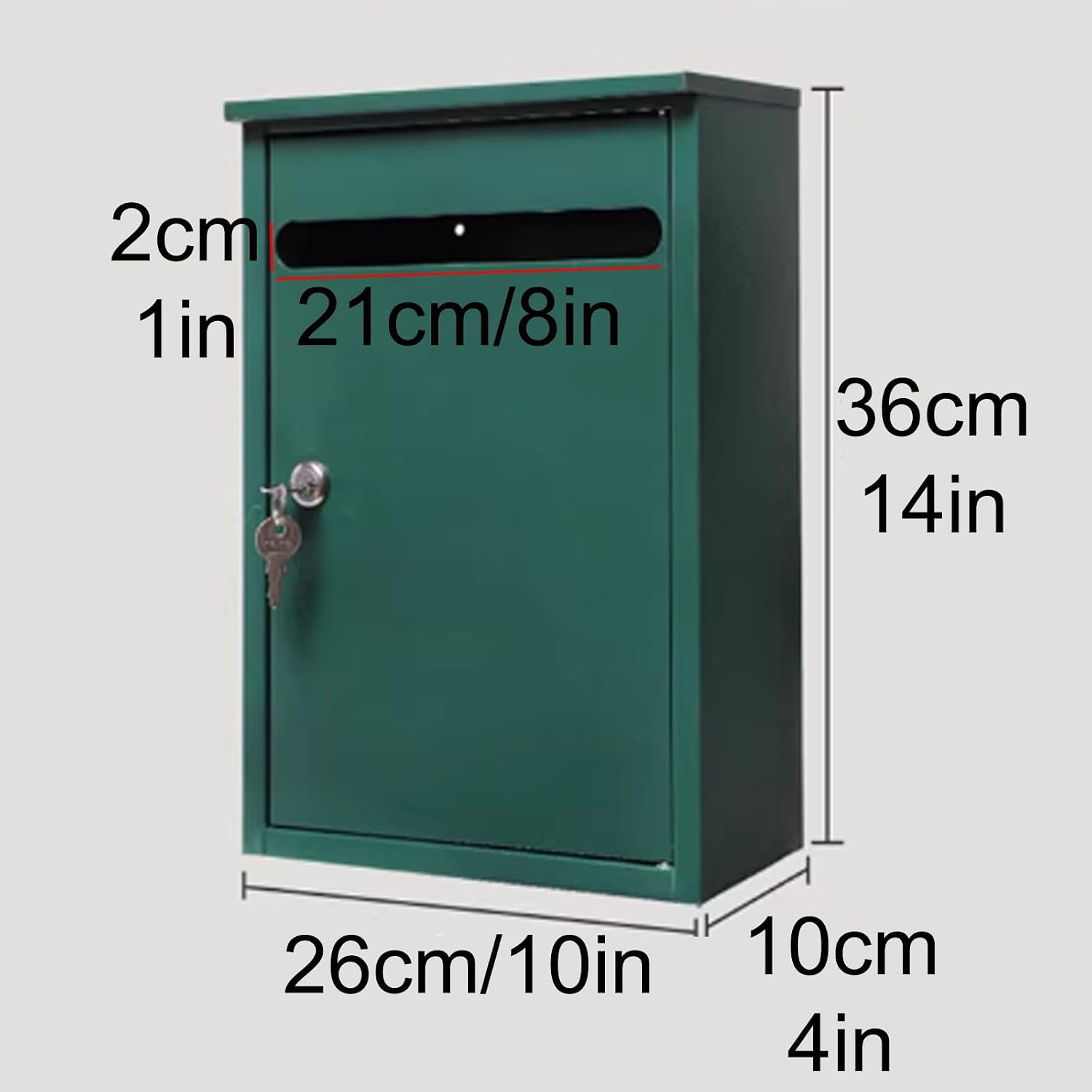 Security Mailboxes for Outside,Locking Wall Mount,Large Capacity Metal Postbox for Outdoor,10 x 4 x 14 Inches