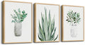 Natural Wood Framed Wall Art Painting For Dining Room Family Wall Decor For Bedroom Wall Decoration Living Room Decor Art Green Leaf Pictures Artwork For Home Walls Large Size Framed Art Prints