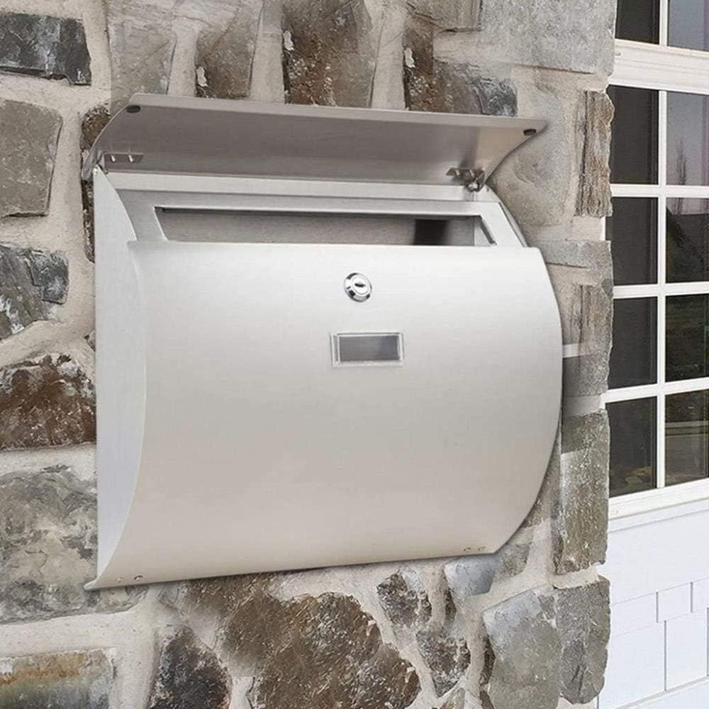 Mailbox E-Mail Newspaper Box Outdoor Wall Postbox Thick 304 Stainless Steel Waterproof with Lock