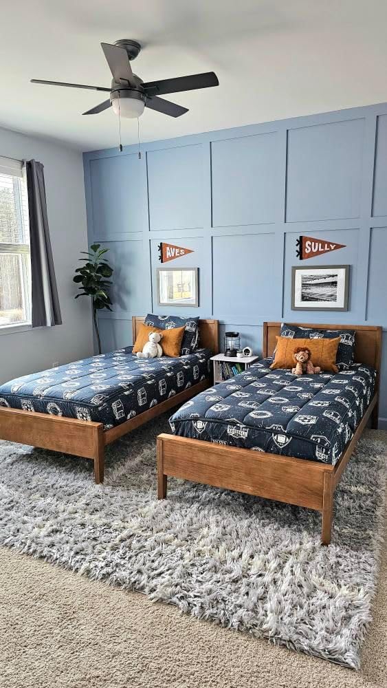 Beddy's Sports Theme Durable Zipper Bedding for Kids - Bed in a Bag - Blue Sheets with Baseball, Football, Basketball, Soccer Comforter - Includes Pillowcase & Sham - Easy to Make & Wash - Full