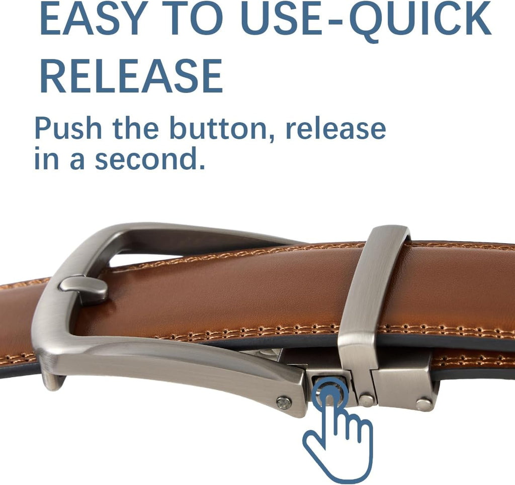 Executive Reversible Genuine Leather Belt Men 1 3/8' Golf Dress Casual Two-in-One Gift Box.