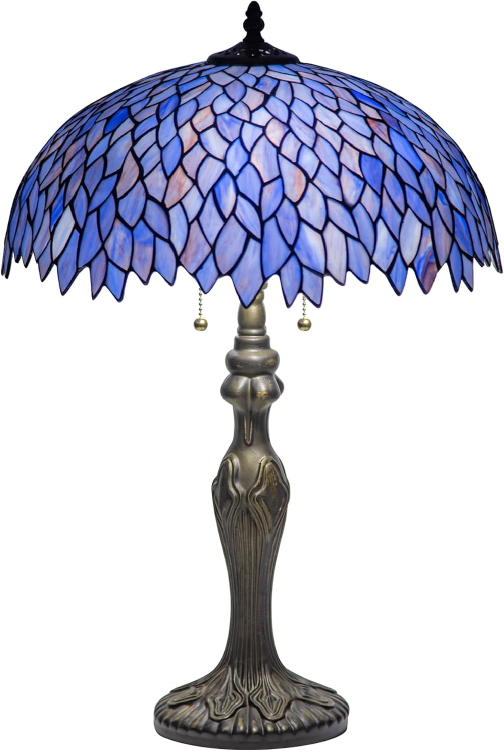 Tiffany Lamp 16' Blue Purple Wisteria Stained Glass Table Lamp for Large Space Vintage Style Antique Bronze Base Desk Light Decorate Bedside Bedroom Living Room Entry Hallway Home Office