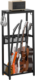 EmberGlow Multi-Guitar Stand with Top Display Shelf - Heavy Duty 26lbs Metal Guitar Rack with Adjustable Spacing & Soft EVA Padding, Premium Instrument Holder for Acoustic, Electric, Bass, Ukulele, Model S(Brown)