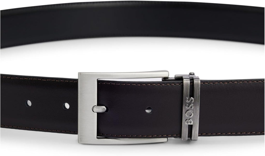 BOSS Men's Galliz Gb35 Reversible Italian Leather Belt with Interchangeable Buckles