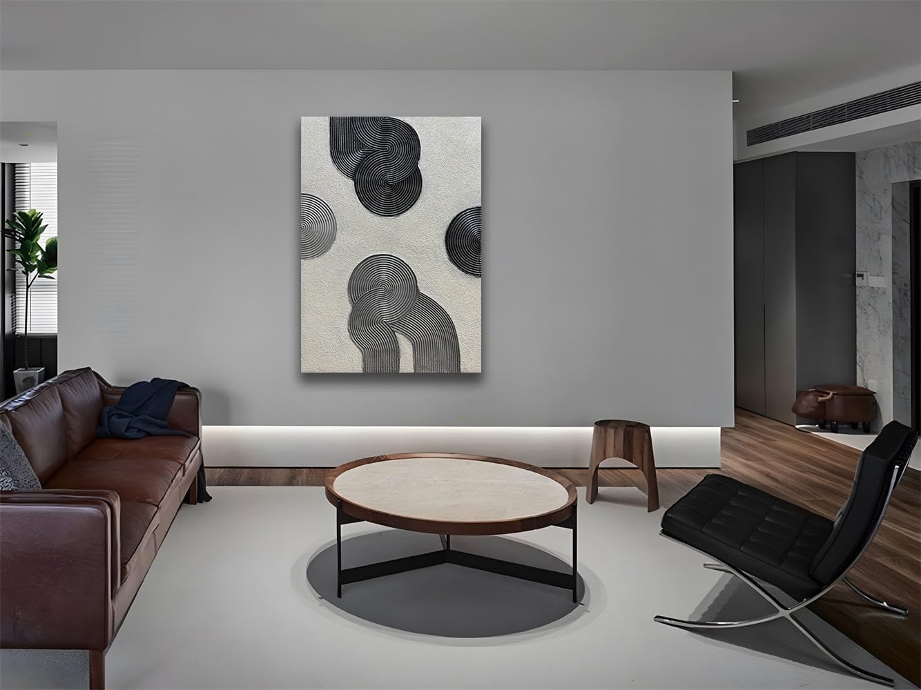Slyart Grey and Black Abstract Textured Wall Art, Hand-Painted 3D Oil Paintings on Canvas Wall Art 40x28 inch Contemporary Art