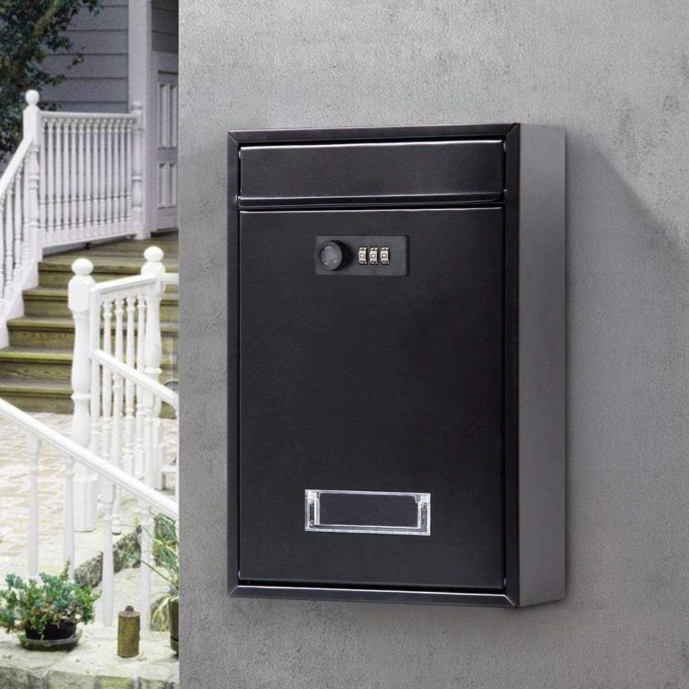Coded Lock Vintage Drop Letterbox Wall Hanging Mounted Locking Mailbox Post Box with Keys Newspaper Box (Color : D)