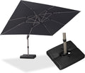 PURPLE LEAF 9' x 11' Patio Umbrella with Base Cantilever Umbrella Rectangular Outdoor Offset Umbrella with Champagne Frame and 360° Rotation for Garden Deck Pool, Black