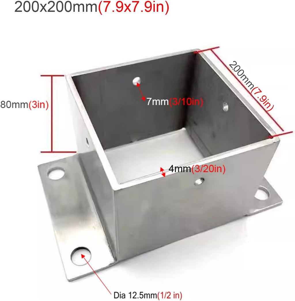Metal Fence Post Bracket - Durable Outdoor Support for Wood Columns - Mailbox Post Protector(200x200mm)