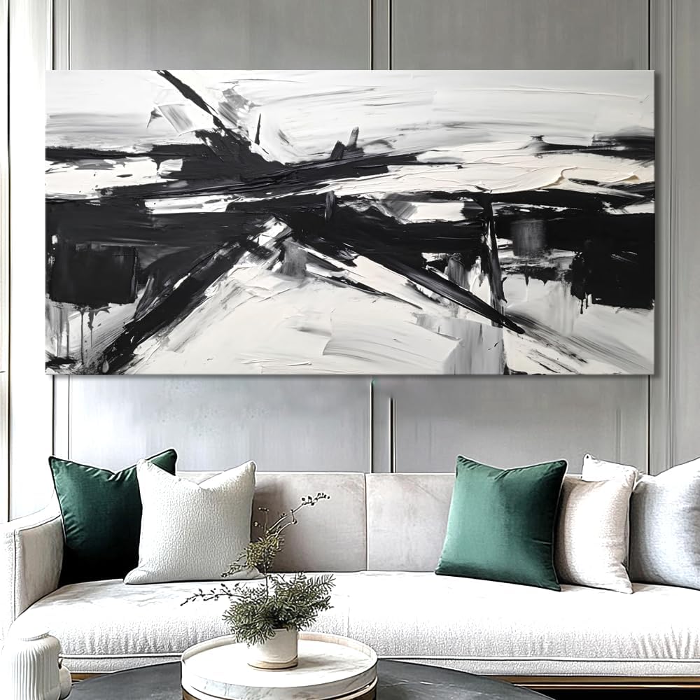 liysawg Wall Art Abstract Canvas Painting Black and White Modern Artwork for Living Room Bedroom Dining Room Home Office Decor 71'x36'