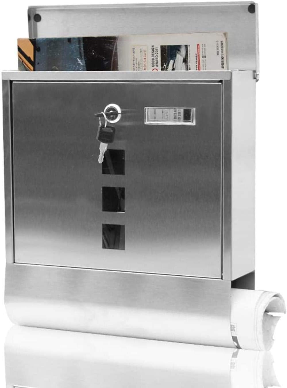 Mailbox Postbox Stainless Steel Letter Box with Lock Newspaper Box Outdoor Waterproof Outdoor Wall Suggestion Box