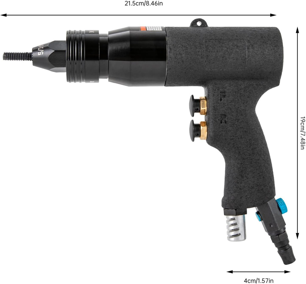 4-in-1 Pneumatic Rivet Nut Gun Set (10-24 & 1/4 & 5/16 & 3/8), Air Rivet Nut Pull Setter Tool, Automatic Nutsert Gun Bolts Adapter, Professional Grade Adjustable Speed Pull Rivnut Gun