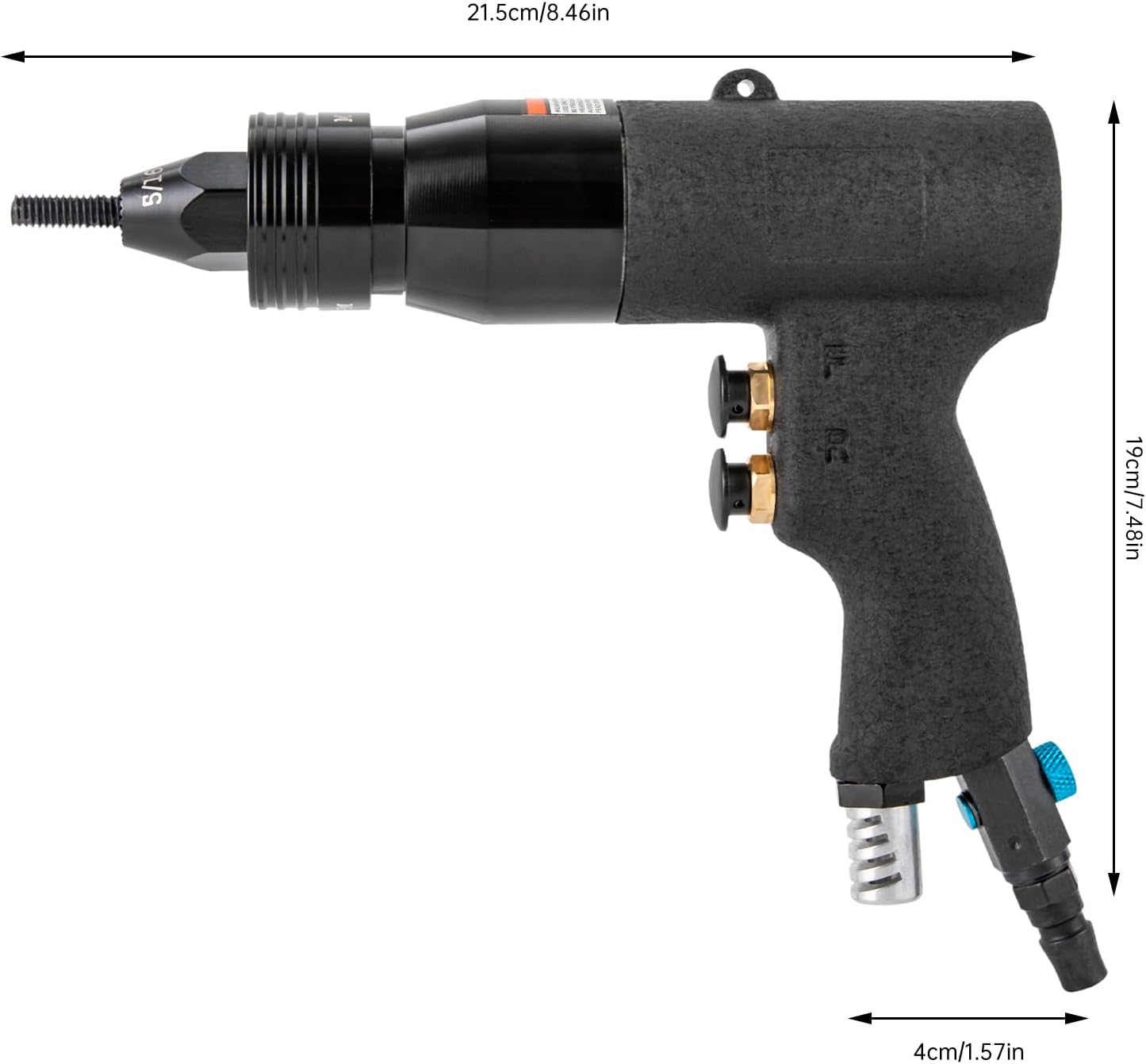 4-in-1 Pneumatic Rivet Nut Gun Set (10-24 & 1/4 & 5/16 & 3/8), Air Rivet Nut Pull Setter Tool, Automatic Nutsert Gun Bolts Adapter, Professional Grade Adjustable Speed Pull Rivnut Gun