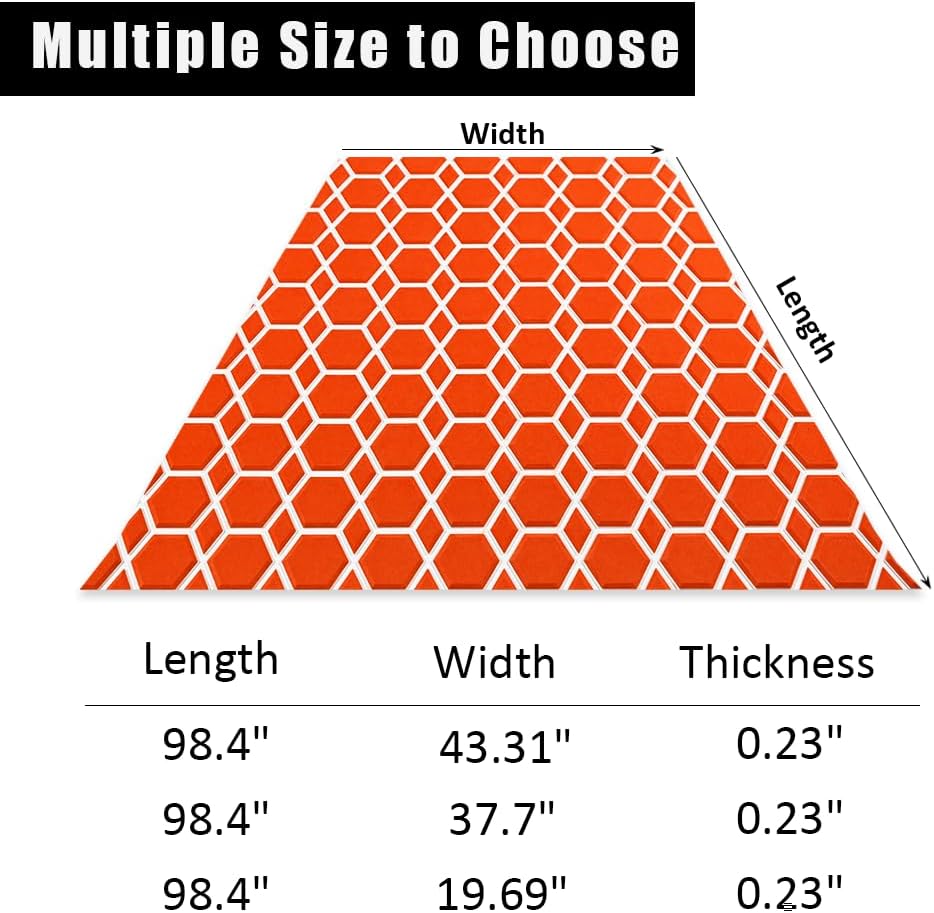 98.4'X43.31' Diamonds and Hexagons EVA Self-Adhesive Boat Flooring and Decorative Fish for Yacht Pool Boat Flooring Sheet Thick Non-Skid mat (Orange and White, 102.3'X38.58')