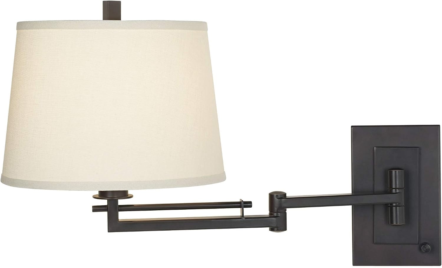 Franklin Iron Works Easley Modern Swing Arm Adjustable Wall Lamp with Cord Matte Bronze Brown Plug-in Light Fixture Dimmable Fabric Drum Shade for Bedroom Bedside Living Room Reading Kitchen