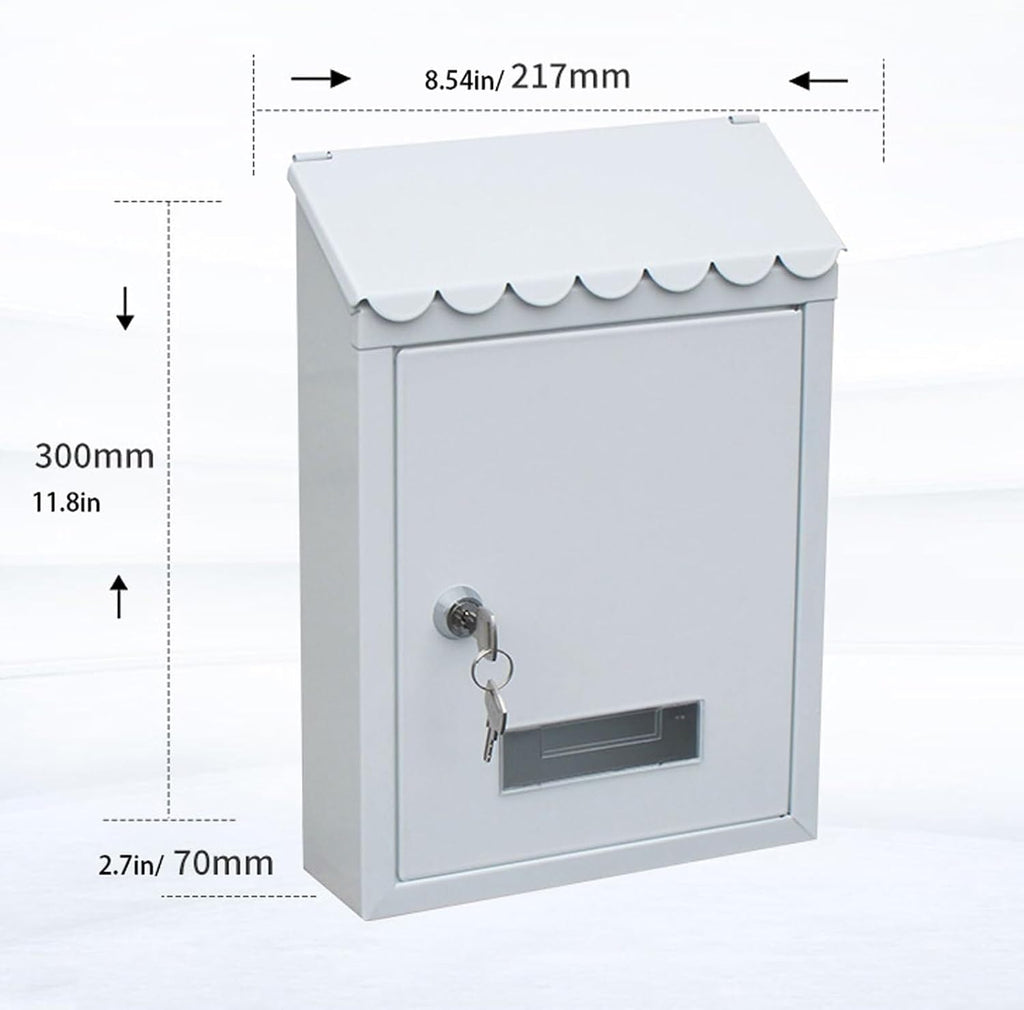 Metal Mailbox Wall Mount Letter Delivery Box Lockable Post Office Box Hanging Curbside Mailbox Water Baffle Storage Letterbox(Green)