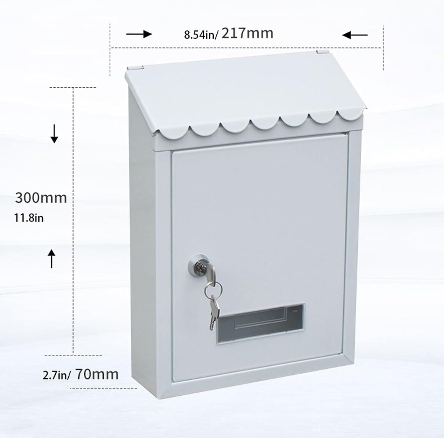 Metal Mailbox Wall Mount Letter Delivery Box Lockable Post Office Box Hanging Curbside Mailbox Water Baffle Storage Letterbox(Grey)