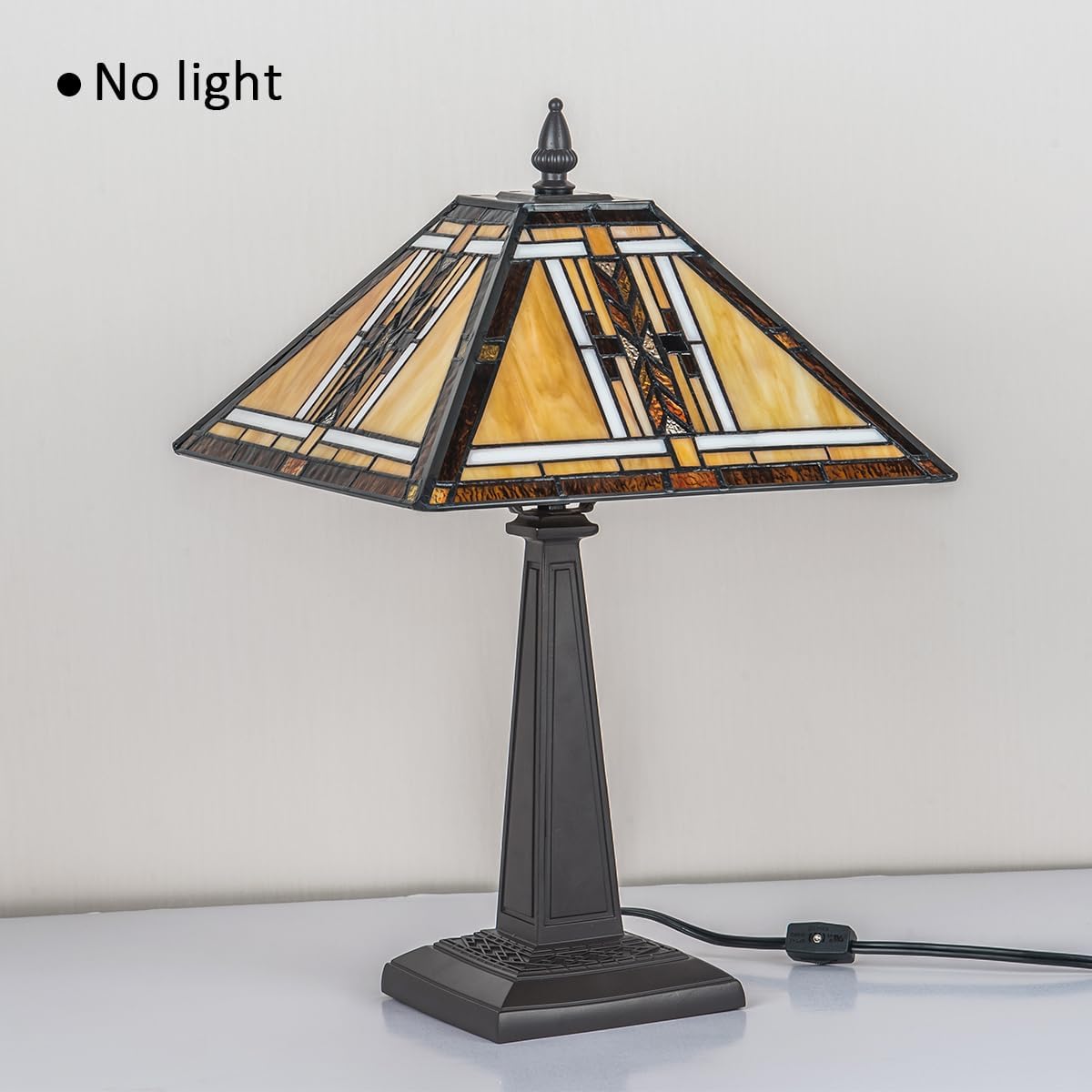 Tiffany Table Lamp,Mission Stained Glass Table Light,Antique Style Medium Size Desk Lamp Vintage Beside Reading Lamp for Living Room Bedroom Office