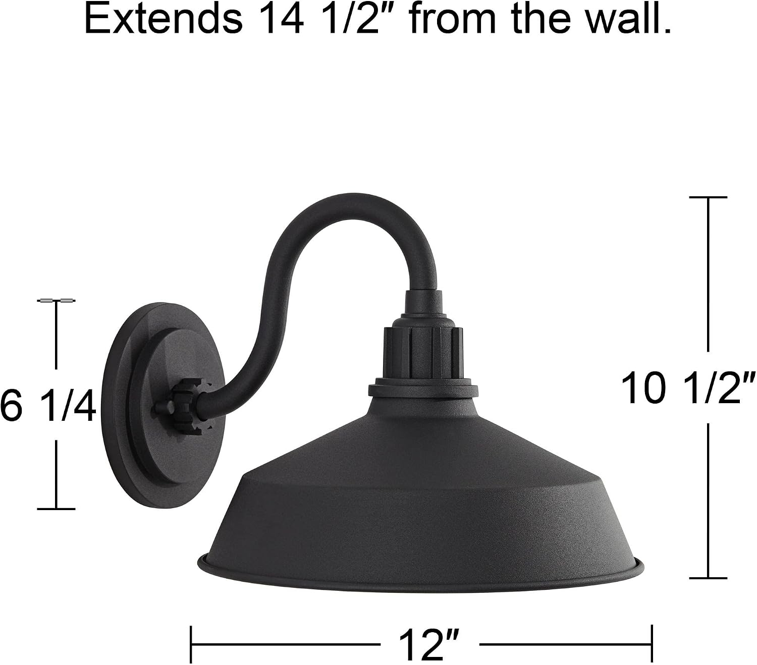 Franklin Iron Works Arnett Rustic Urban Barn Outdoor Wall Light Fixture Smooth Black Aluminum 10 1/2' Gooseneck Arm for Exterior House Porch Patio Outside Deck Garage Yard Front Door Garden Home