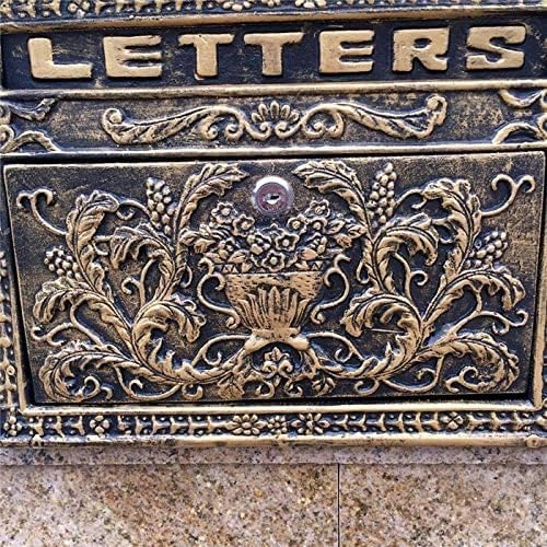 Cast Aluminum Mailbox Lockable Bronze Vintage Flower Postbox Mail Box Wall Mount Letters Box Metal Garden Decoration Home Street