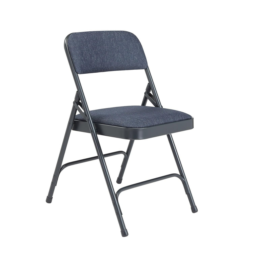 Premium Padded Portable Folding Chairs by National Public Seating – 2200 Series Upholstered, Heavy-Duty Foldable Chairs for Indoor & Outdoor Use – Set of 4, Comfortable & Durable, Char-Blue