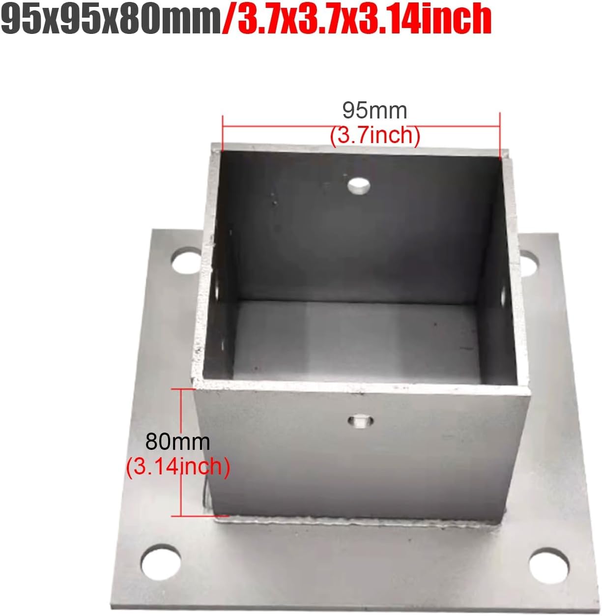 2 Pack Wood Fence Post Anchor Base Plate, Square Column Bracket with Installation Kit, Metal Bolt Down for Concrete/Deck/Pergola/Mailbox (95x95 mm, 3.7x3.7 in)