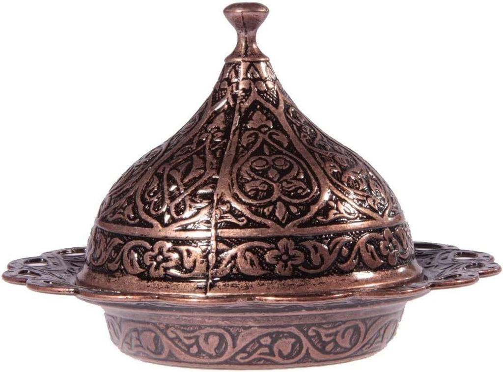 Alisveristime Handmade Turkish Tea Water Zamzam Serving Set Glasses Saucer, Tray and Spoon (Copper)
