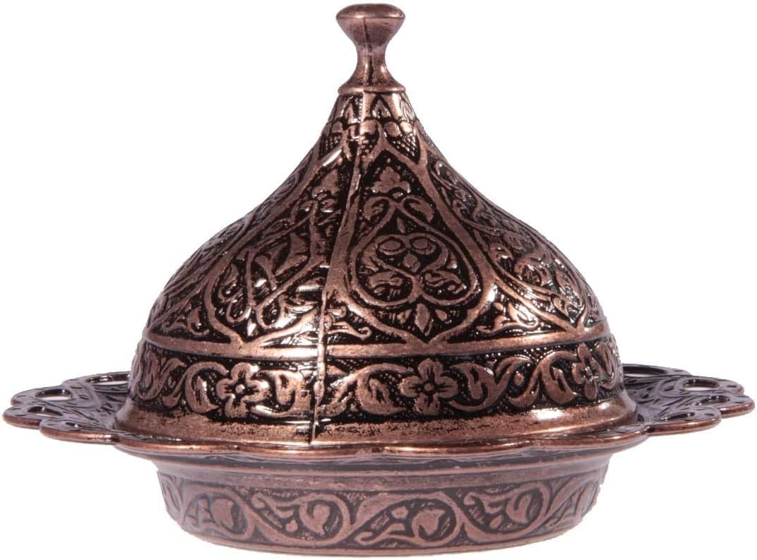 Alisveristime Handmade Turkish Tea Water Zamzam Serving Set Glasses Saucer, Tray and Spoon (Copper)