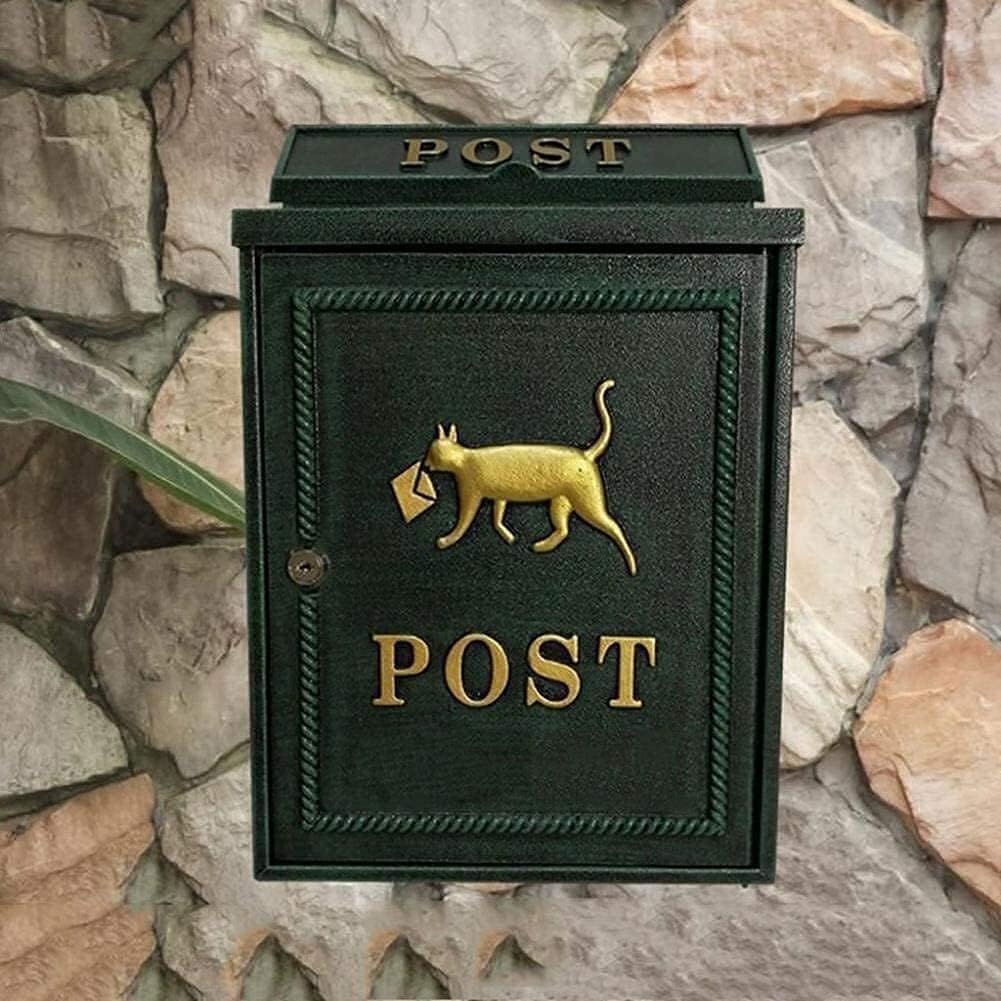 Suggestion Box Safe Lock Box Ballot Box Donation Box Mailbox Wall Mounted with Lock Retro Vintage European Aluminum Mail Box Post Box Secure