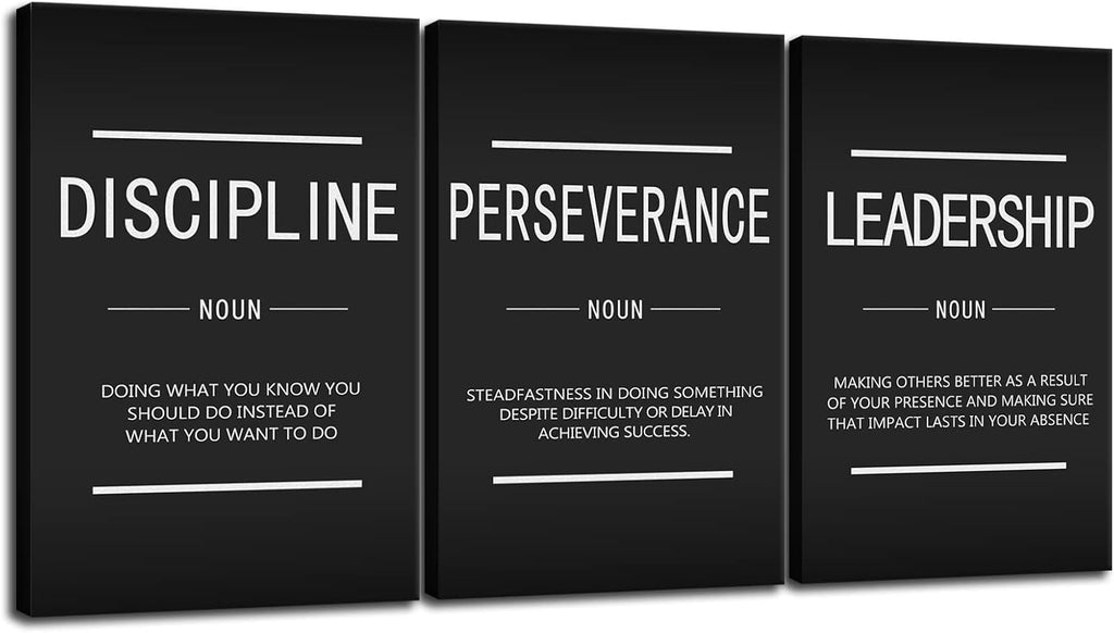 Motivational Canvas Office Print Wall Art Inspirational Picture Discipline Perseverance Leadership Noun Poster Painting Inspiring Artwork for Home Living Room Office Decor Ready to Hang[72''Wx 36''H]