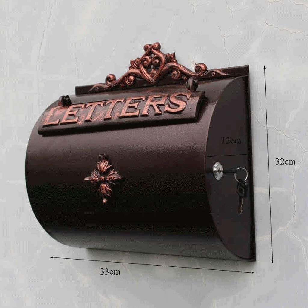 Outdoor Mailbox Retro Vintage European Aluminum Wall Mounted Mail Box Post Box Secure Letterbox Outside Mailboxes with 8pcs Retro Writing Stationery