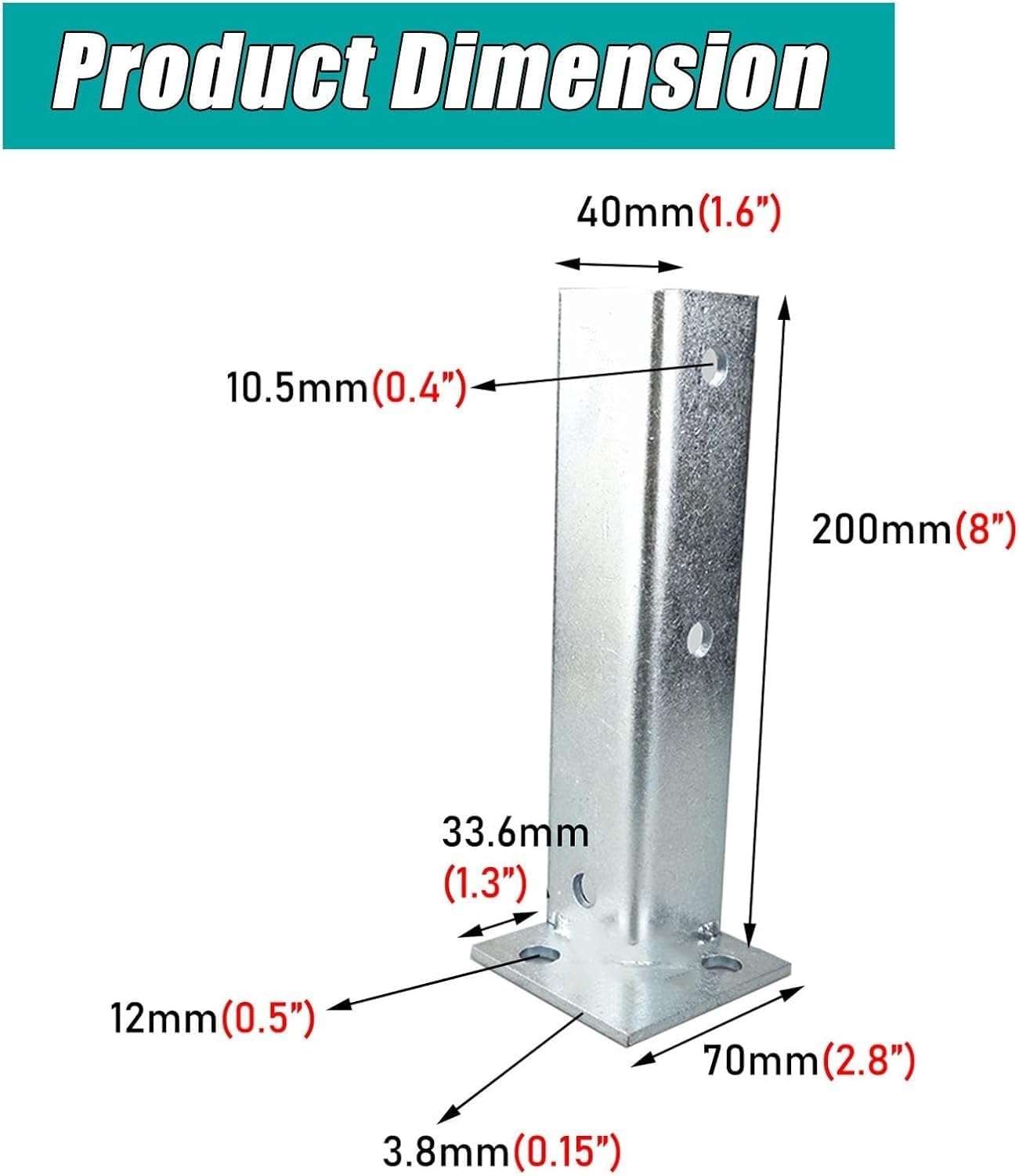 KGBNYSS Post Base Anchor Kit Adjustable Half Post Bracket for Repairing and Strengthening Post, Metal Concrete Brackets for Fencing/Railing/Mailbox(4pcs)