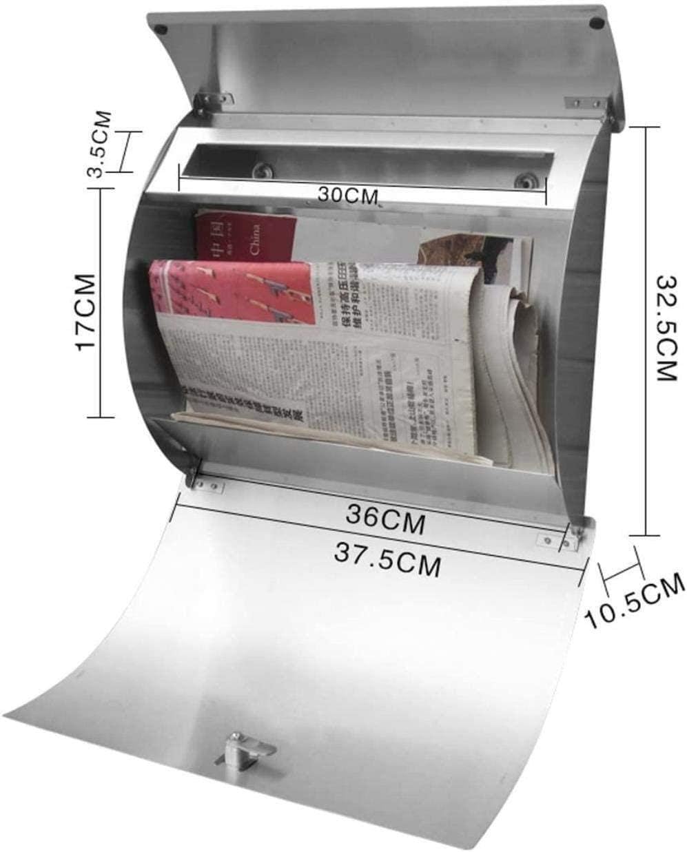 Mailbox Stainless Steel Letter Box Postbox Outdoor Waterproof Villa Hanging Security