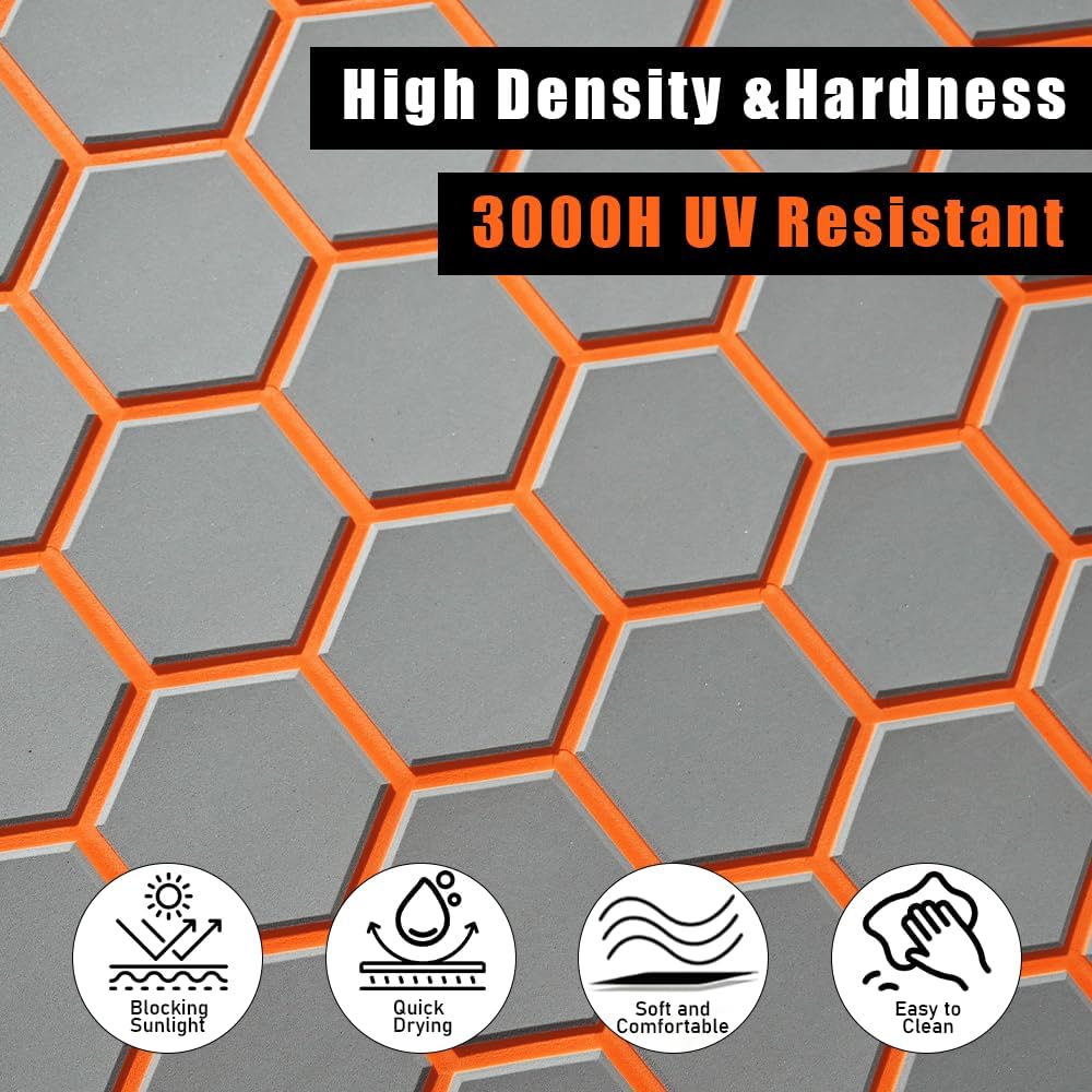 43.31' /37.7' New Hexagon EVA Self-Adhesive Boat Flooring and Decorative Fish for Yacht Pool Boat Flooring Sheet Thick Non-Skid mat