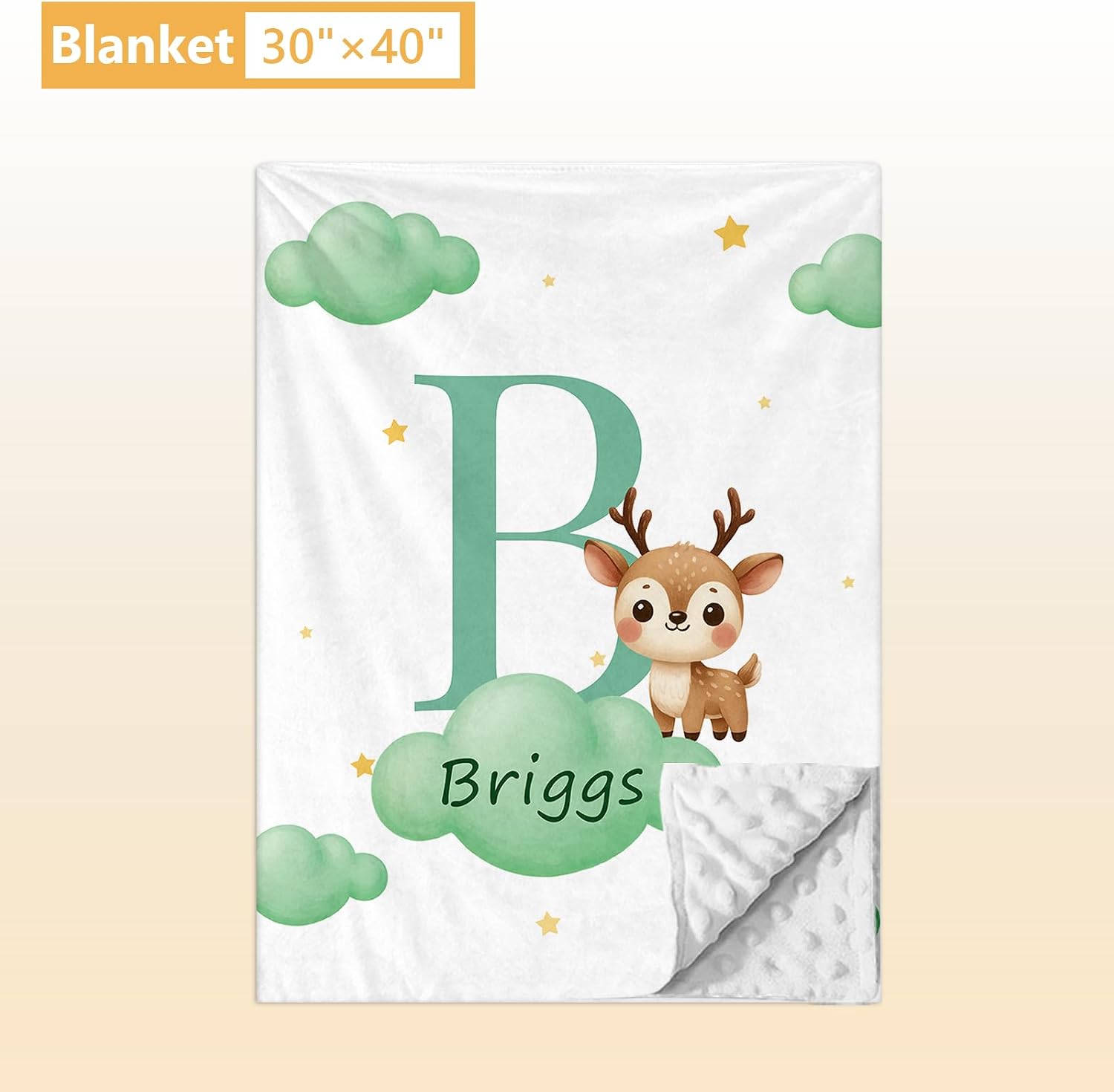 Terwex Personalized Crib Bedding Set, 5 Pcs Custom Nursery Bedding Sets with Name, Infant Bedding Set for Baby Girl Boy, Green Deer Double Layer Baby Crib Set, Toddlers Babies Kids Customized Gifts