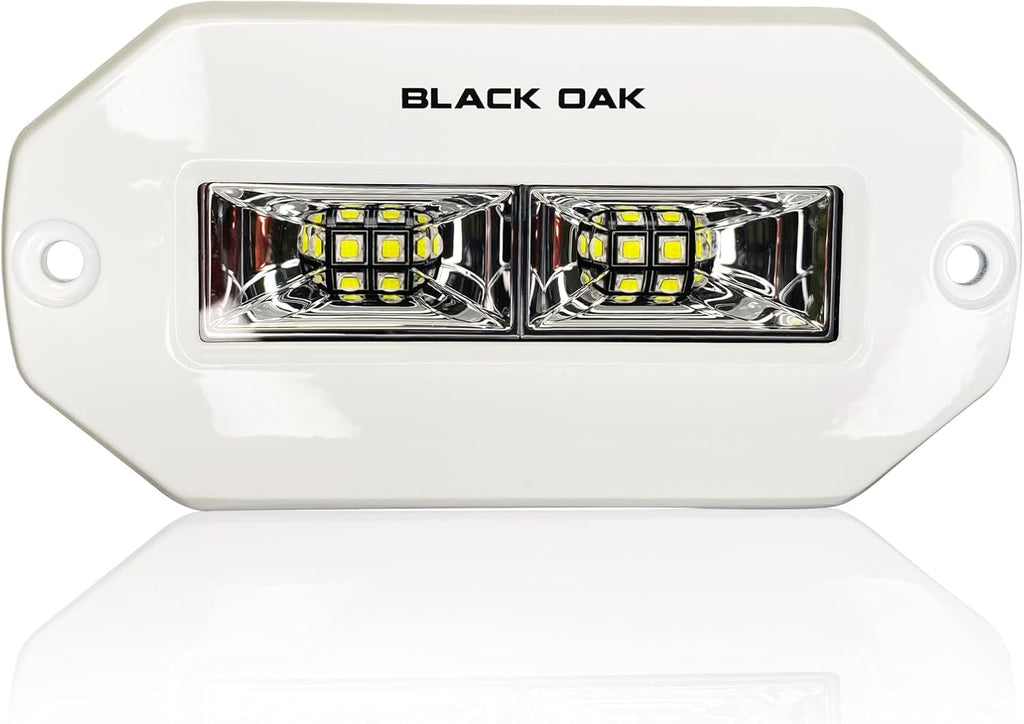 Black Oak LED Marine Flush Mount Spreader Light - IP69K Rating Marine Spreader Light Single Row – 4-20W 120 Degree Throw and 3,120 Raw Lumens (4-Inch, White)
