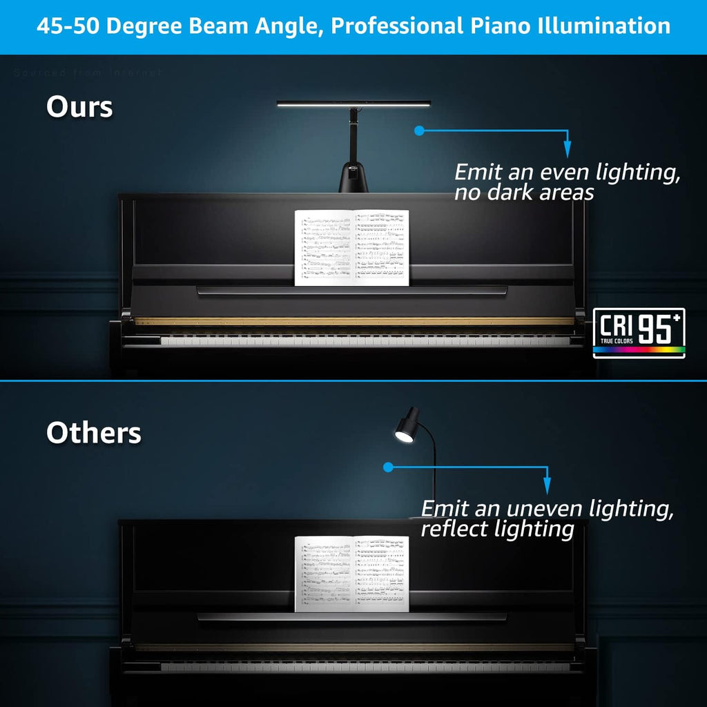 ESCENA Piano Lights for Upright Piano, 12W Professional Eye-Care Led Piano Lamps with Auto-Dimming, 3000K-6000K, 2H Timer CRI 95, Dimmable Music Stand Light, Steady Base, ETL Listed, Black