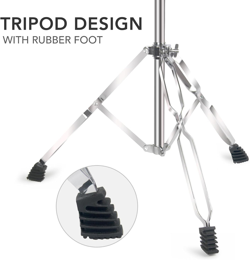 Boom Cymbal Stand, Adjustable Cymbal Stand for Drum Hardware Percussion Mount Holder Gear Set for Mounting Crash, Ride, Splash Cymbals, Double Braced Legs with Rubber Feet (4 Pack)