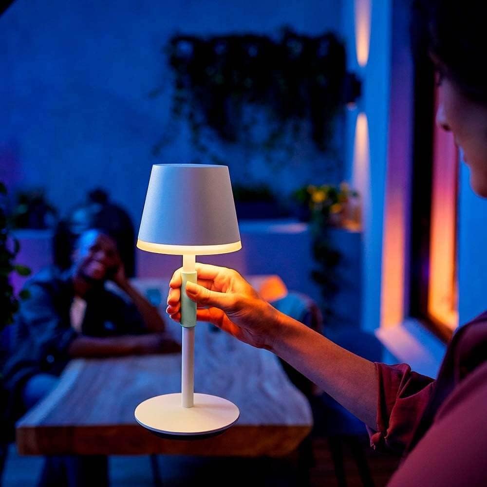 Philips Hue Go Smart Portable Table Lamp, White - White and Color Ambiance LED Color-Changing Light - 1 Pack - Indoor and Outdoor Use - Control with Hue App or Voice Assistant