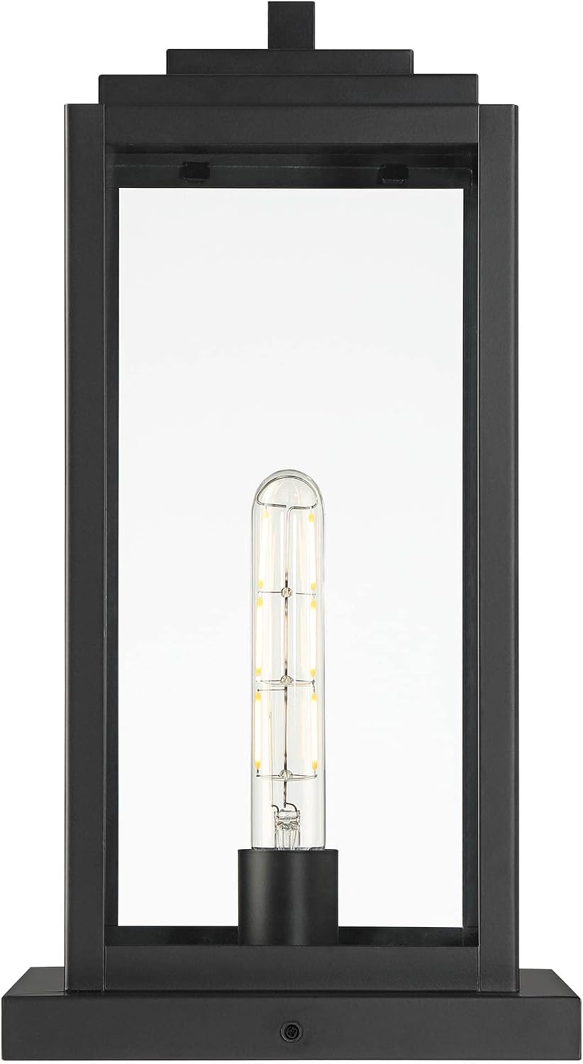 John Timberland Titan Modern Outdoor Pier Mount Light Matte Black 17' Clear Glass Shade for Post Exterior Barn Deck House Porch Yard Patio Outside Garage Front Door