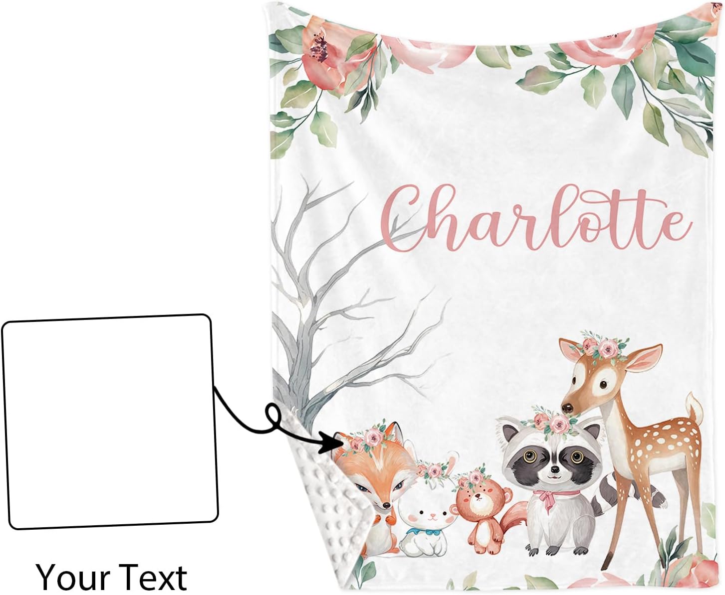 TOOTANN Custom Baby Crib Bedding Set, 5 Pcs Personalized Name Baby Crib Sheets for Kid Toddler Infant, Little Forest Animals Nursery Bedding Set