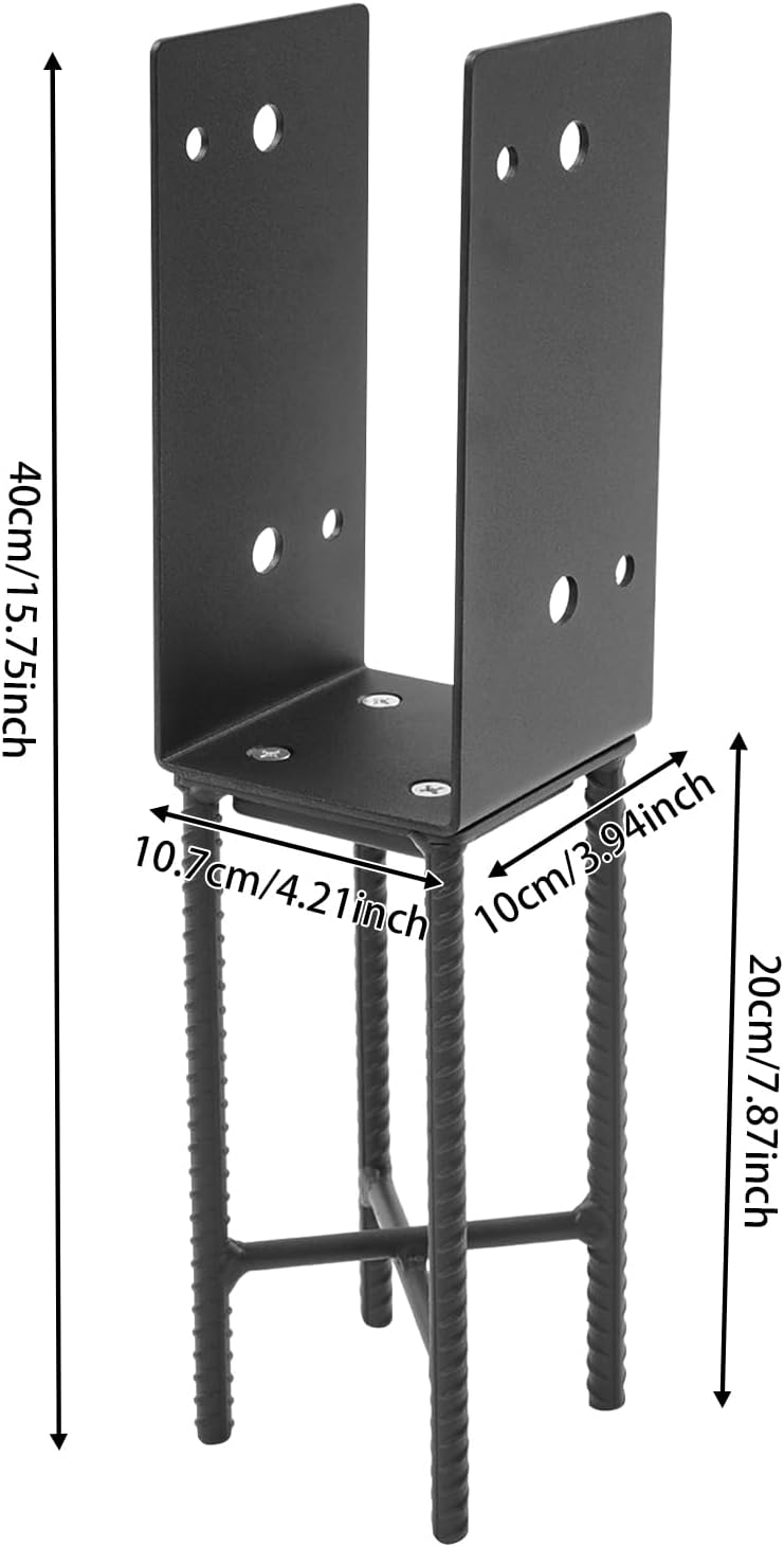 Heavy Duty Metal U-Shape Post 4'x4' Stainless Steel Concrete Fence Post Holder Anchor Bracket for Railing Porch Mailboxes (8)