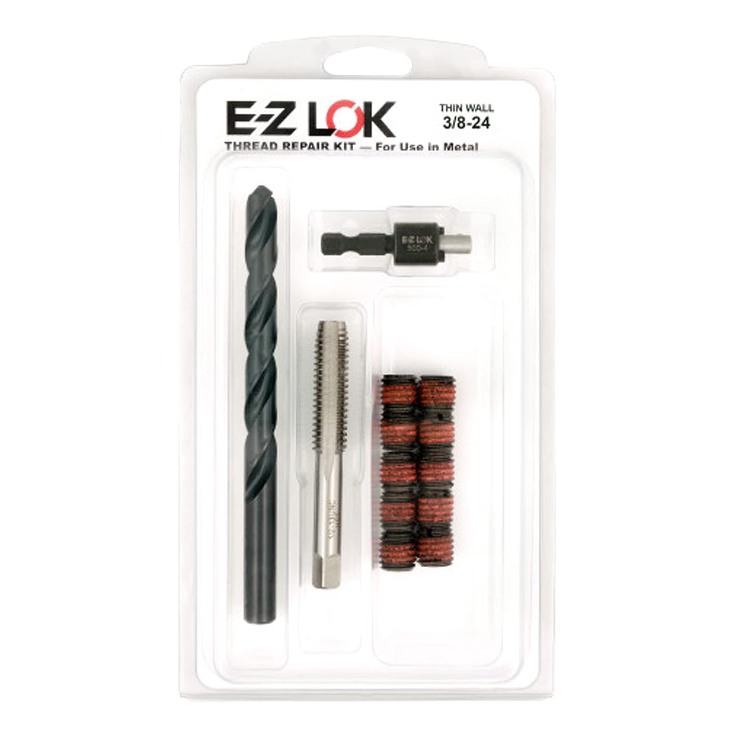 E-Z LOK EZ-310-6 Thread Repair Kit for Metal Carbon Steel Threaded Inserts 3/8-16 and Installation Tools